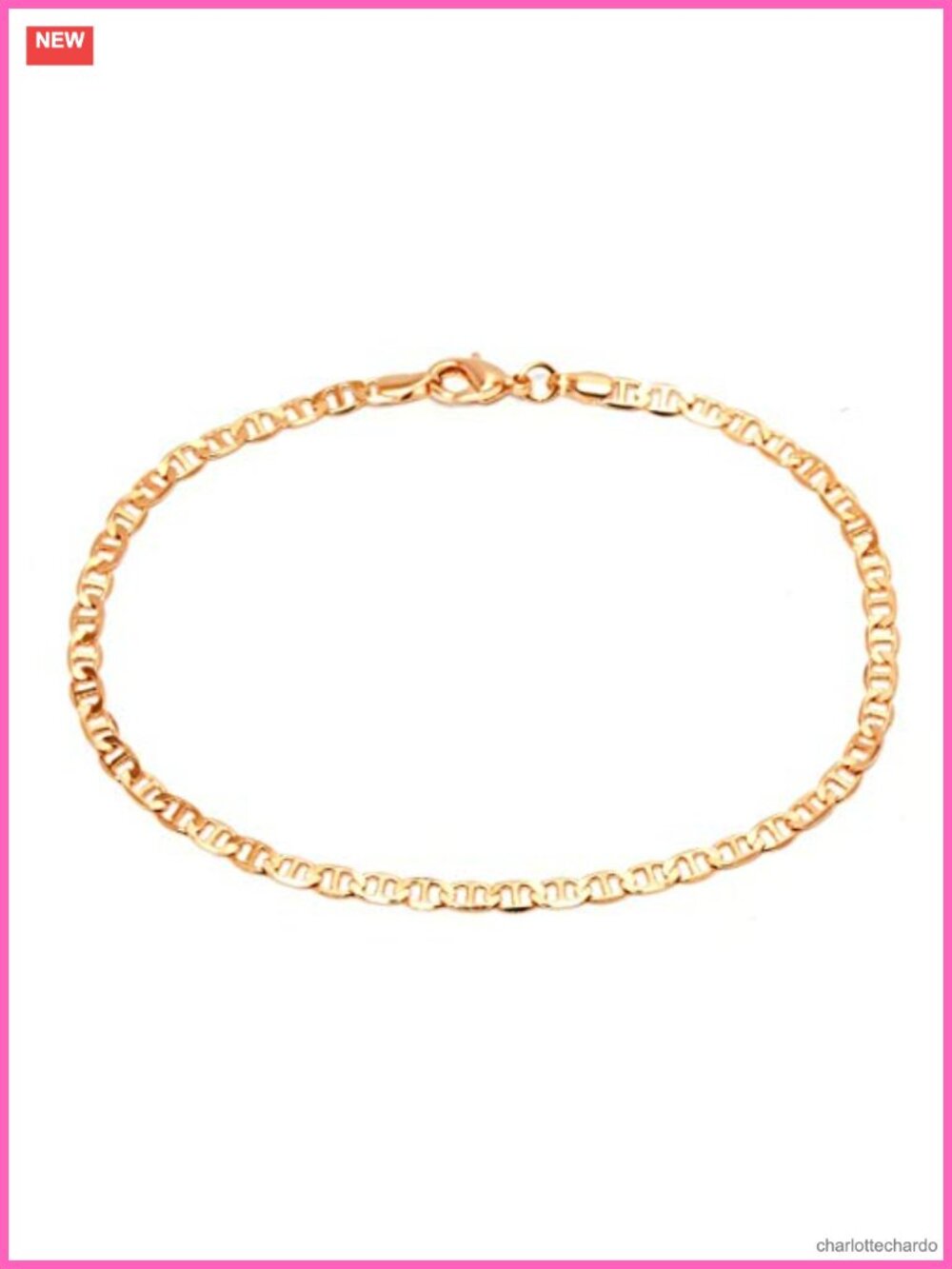 Flat Marina Link Anklet 18K Gold Plated Women Made in Brazil